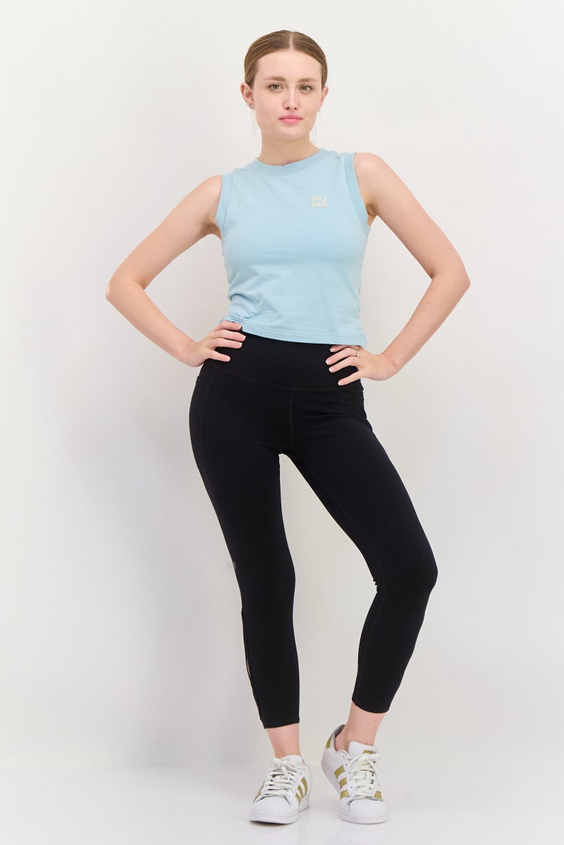 PUMA تي شيرت نسائي ضيق بدون أكمام خارجي، أزرق حكيم - Image 4