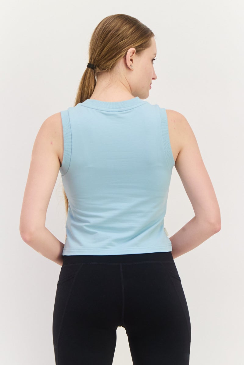 PUMA تي شيرت نسائي ضيق بدون أكمام خارجي، أزرق حكيم - Image 3