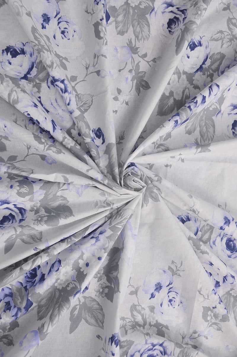 DAKSH 180TC Fitted 100% Cotton Premium Printed Small Size BedSheet, Blue & Grey (36x72 Inches) with 1 Pillow Covers - Image 2