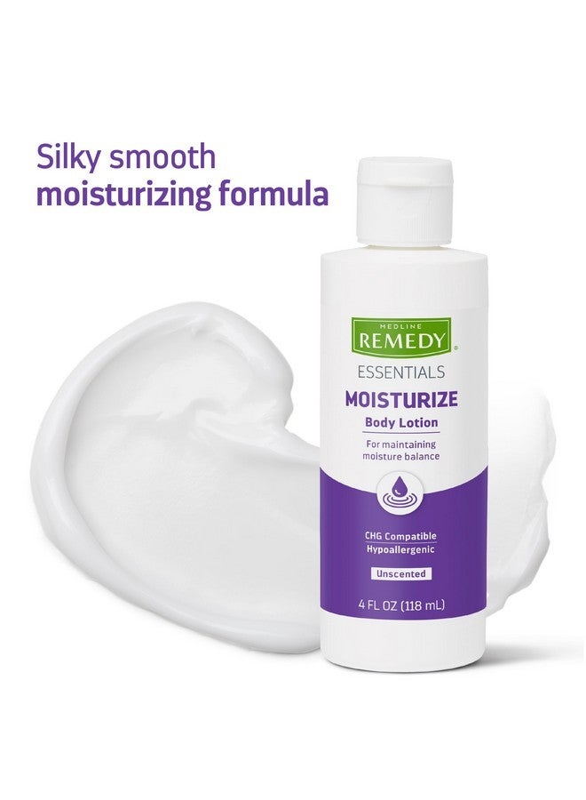 Medline Remedy Essentials Moisturizing Body Lotion (4 Oz Bottle), Unscented, Hydrating, Non-Greasy, For Dry Skin, Hypoallergenic, Men, Women, Elderly - Image 4