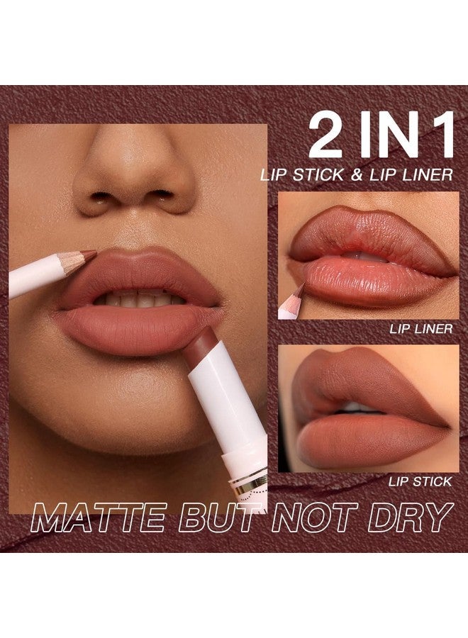 Ushas USHAS Lipstick and Lip Liner Combo Set 2 in 1 Waterproof Lipstick for Women Lip liner Set Long Lasting Lipstick, Matte Lipstick Pen with Lip Liner Set Makeup Kits (S7, Pack of 1) - Image 2