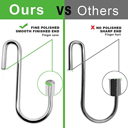 LU2000 Pack of 10 Heavy Duty S-Shape Hooks, Stainless Steel, 2.4" Pan Pot Holder Rack Hooks Hanging Hangers S Shaped Hooks for Kitchenware Pots Utensils Clothes Bags Towels Plants - Image 3