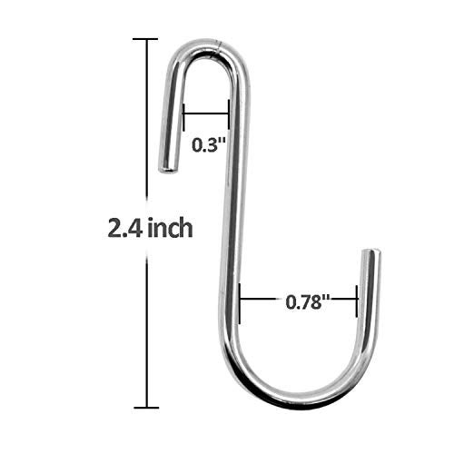 LU2000 Pack of 10 Heavy Duty S-Shape Hooks, Stainless Steel, 2.4" Pan Pot Holder Rack Hooks Hanging Hangers S Shaped Hooks for Kitchenware Pots Utensils Clothes Bags Towels Plants - Image 2
