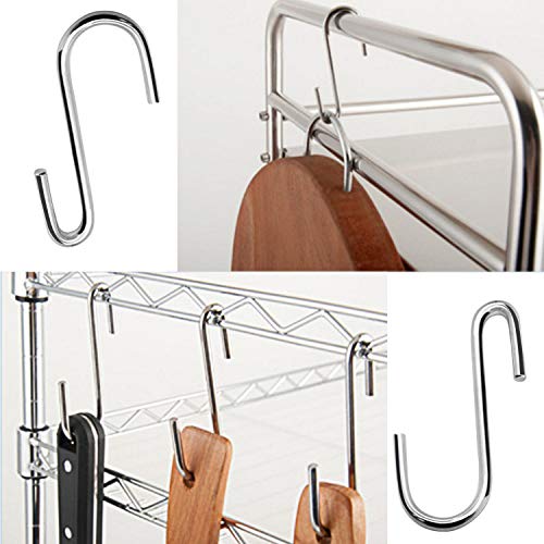 LU2000 Pack of 10 Heavy Duty S-Shape Hooks, Stainless Steel, 2.4" Pan Pot Holder Rack Hooks Hanging Hangers S Shaped Hooks for Kitchenware Pots Utensils Clothes Bags Towels Plants - Image 4