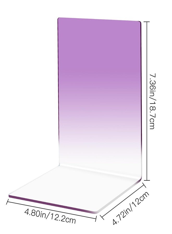 Honagu Book Ends, Acrylic Bookends, Clear Book Ends for Shelves, Desk Book Organizer, Book Holder Stand Decorative for Heavy Books, CDs, Video Games (3 Pair/6Pieces, Gradient Purple) - Image 2