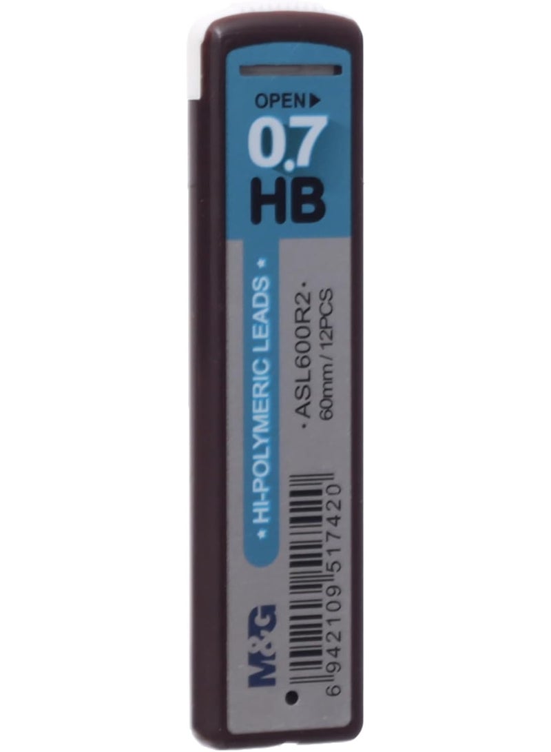 M&G Hi-Polymeric Leads, Smooth Writing, HB 0.7mm, Durable Graphite