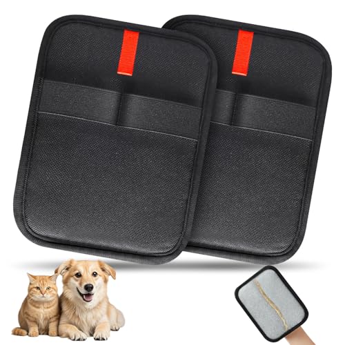 INABULETWO 2 Pcs Pet Hair Removal Gloves Reusable Electrostatic Pet Cat Dog Hair Remover Grooming Gloves Brush Tool for Couch Furniture Carpet Car Seat 2 Pcs Black - Image 1