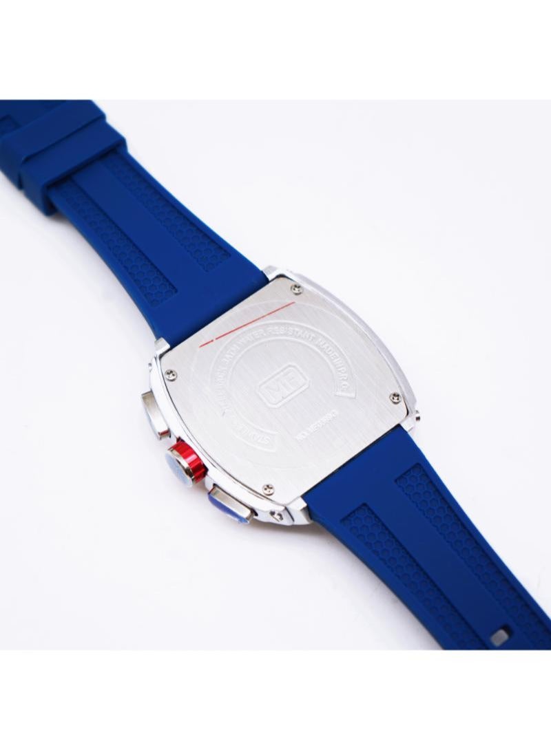 MINI FOCUS Mini Focus Military Sport Watches for Men Fashion Waterproof Luminous Chronograph Quartz Wristwatch with Auto Date Tonneau Dial Silicone Strap, 0399 Red Black, Chronograph,Quartz Movement  - Image 3