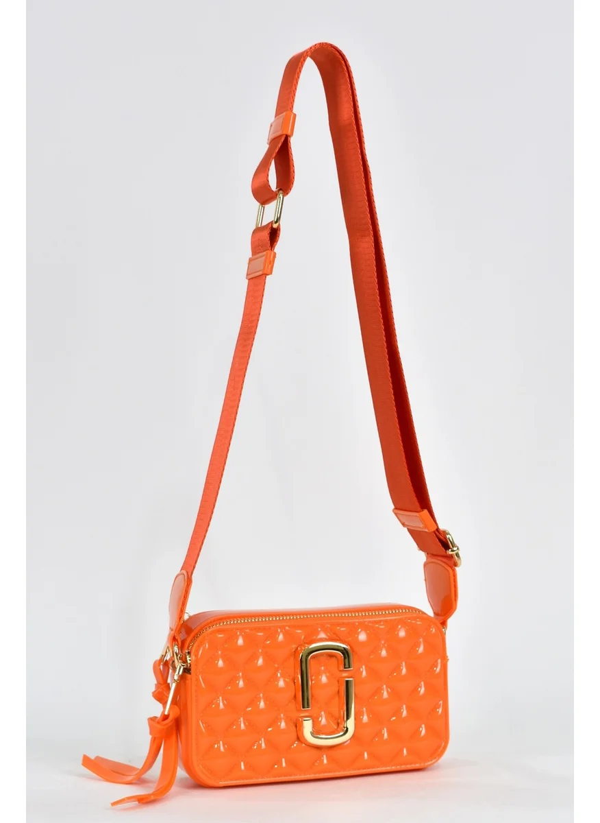 Elatae Women's Silicone Crossbody Bag with Column Shoulder Strap Orange 26398