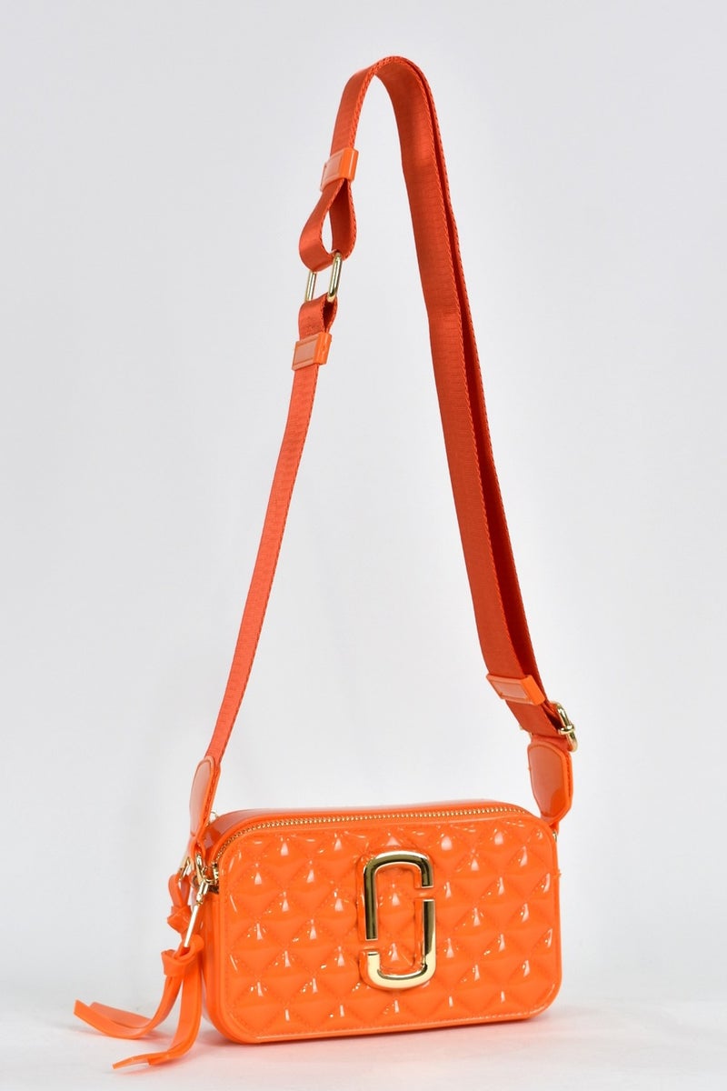 Elatae Women's Silicone Crossbody Bag with Column Shoulder Strap Orange 26398  - Image 2