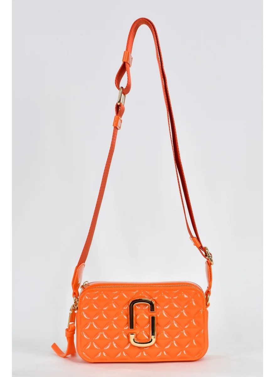 Elatae Women's Silicone Crossbody Bag with Column Shoulder Strap Orange 26398