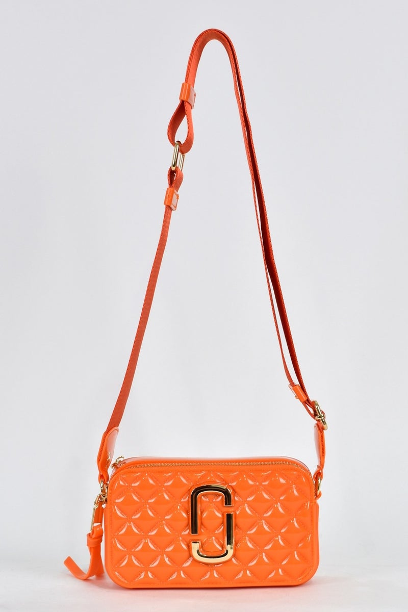 Elatae Women's Silicone Crossbody Bag with Column Shoulder Strap Orange 26398  - Image 1