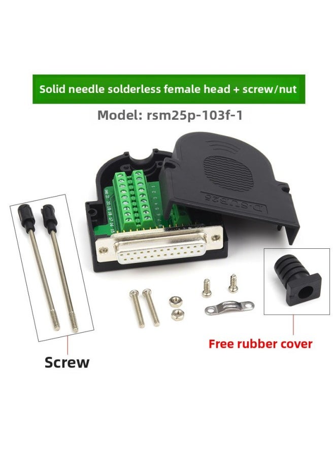 Generic - Thin DB25 Solder-free Joint 25-pin Parallel Port Serial Port Connector Db25 Male Female 25PIN Interface-Color:Punch Pin Nut - Image 1