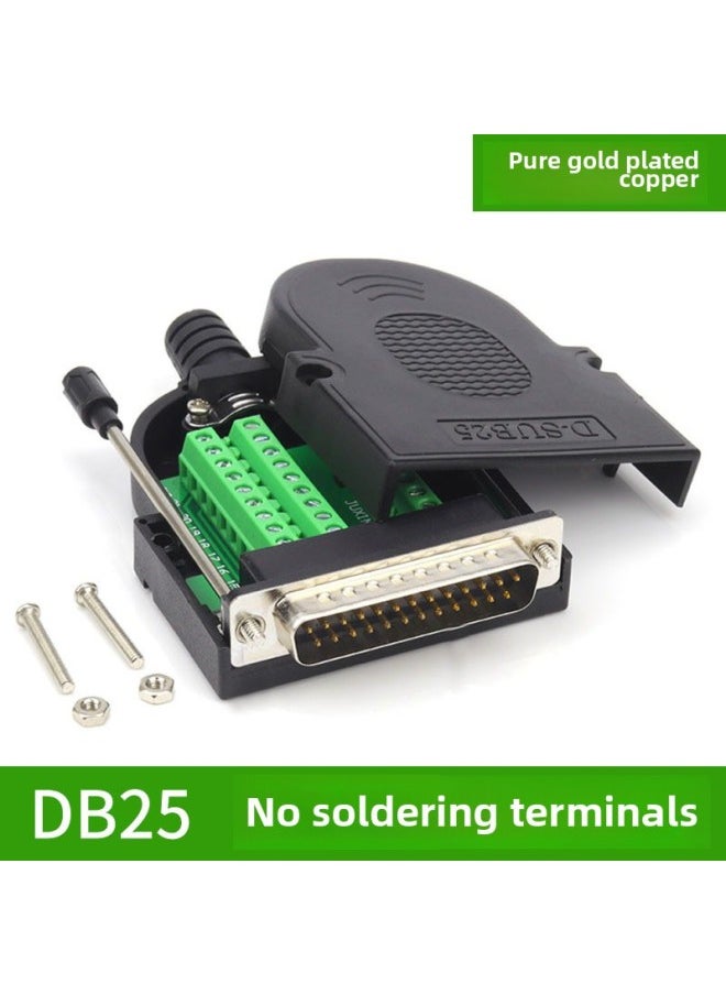 Generic - Thin DB25 Solder-free Joint 25-pin Parallel Port Serial Port Connector Db25 Male Female 25PIN Interface-Color:Punch Pin Nut - Image 1