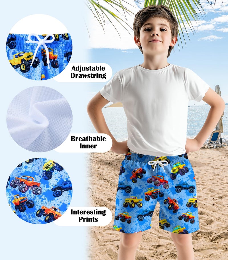 ZenGents Toddler Boys Swim Trunks Swim Shorts Little Boys Bathing Suit 4T Swimsuit Boy Swimwear Quick Dry Swimming Trunks Monster Truck - Image 4