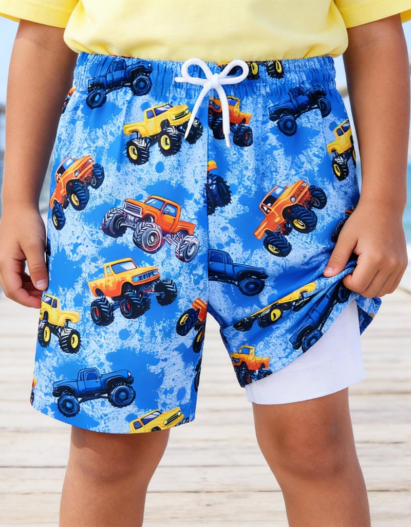 ZenGents Toddler Boys Swim Trunks Swim Shorts Little Boys Bathing Suit 4T Swimsuit Boy Swimwear Quick Dry Swimming Trunks Monster Truck - Image 2