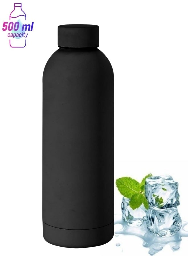 Smooth Stainless Steel Thermos 500ml - Double-walled insulation keeps hot and cold drinks like hot chocolate and iced coffee, leak-proof airtight lid, comfortable grip, stylish matte design, lightweight and portable, perfect for use at home, office, travel, car and outdoor activities - Image 1