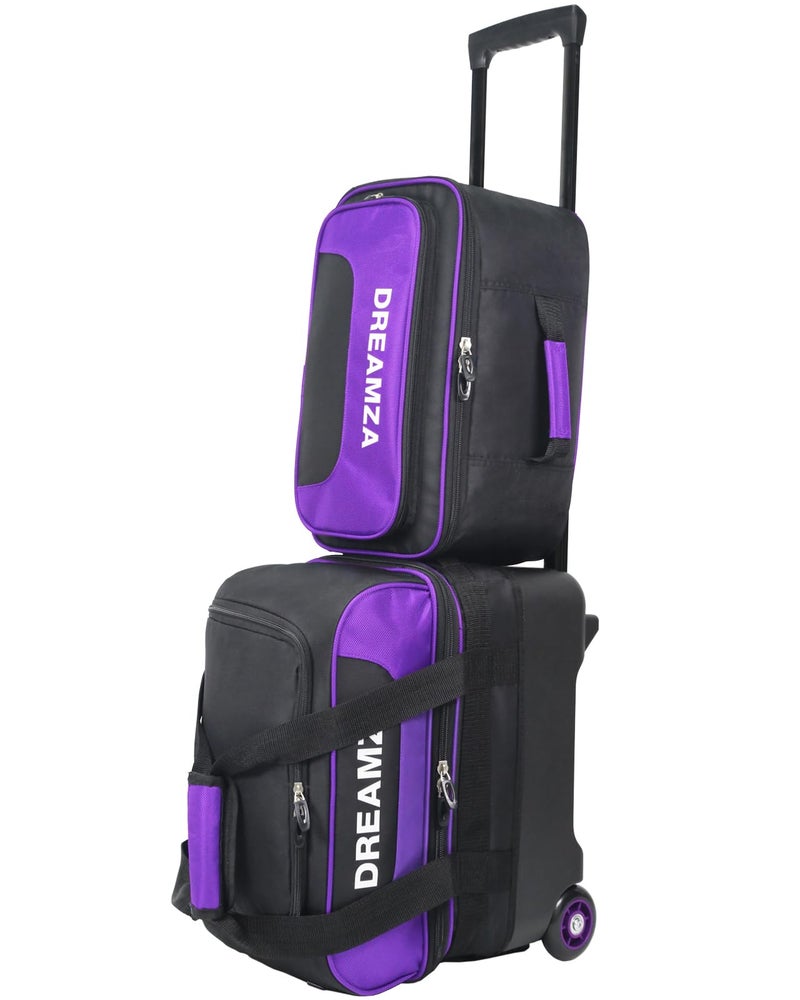 DREAMZA Single Bowling Ball Bag with Wheels, Deluxe Rolling Bowling Bags 1 Ball and Shoes Pocket w/Molded BallCup, Bonus Storage Bag, 40" Retractable Handle - Large 1 Ball Bowling Bags with Wheels - Image 1