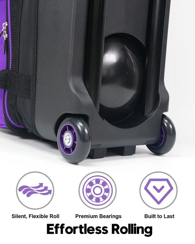 DREAMZA Single Bowling Ball Bag with Wheels, Deluxe Rolling Bowling Bags 1 Ball and Shoes Pocket w/Molded BallCup, Bonus Storage Bag, 40" Retractable Handle - Large 1 Ball Bowling Bags with Wheels - Image 5