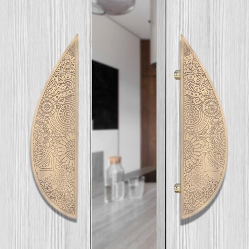 WODIX Pan 10 Inch Leaf Shape Door Handle Stainless Steel for Wooden and Glass Push Pull Handle for Main Door (Brass Antique) - Image 2