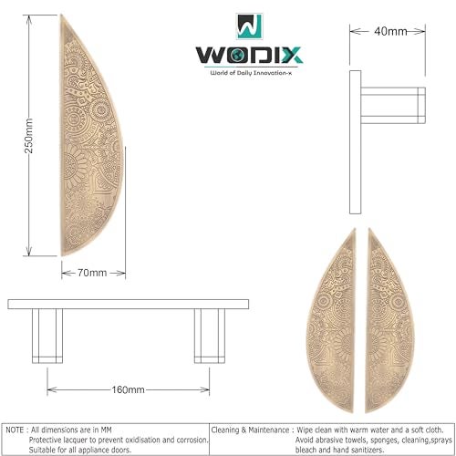 WODIX Pan 10 Inch Leaf Shape Door Handle Stainless Steel for Wooden and Glass Push Pull Handle for Main Door (Brass Antique) - Image 4