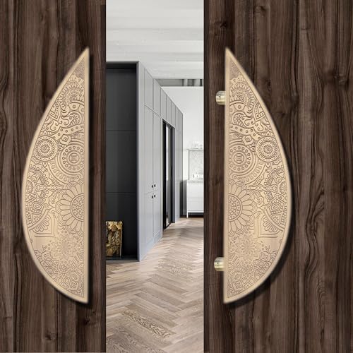 WODIX Pan 10 Inch Leaf Shape Door Handle Stainless Steel for Wooden and Glass Push Pull Handle for Main Door (Brass Antique) - Image 5