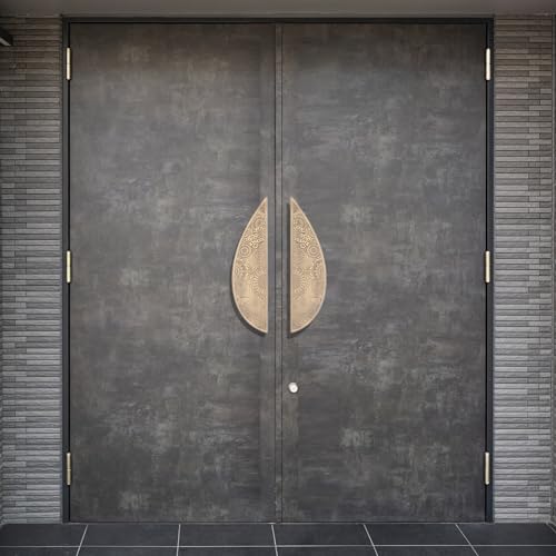 WODIX Pan 10 Inch Leaf Shape Door Handle Stainless Steel for Wooden and Glass Push Pull Handle for Main Door (Brass Antique) - Image 3