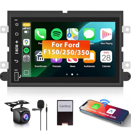 Podofo راديو سيارة 2G+64G لسيارات فورد F150/F250/F350/E250/E350 Edge Fusion Explorer مع وايرلس كار بلاي أندرويد أوتو، شاشة تعمل باللمس 7 بوصة HD بلوتوث/GPS/WiFi/FM/SWC/USB/كاميرا خلفية HD - Image 1