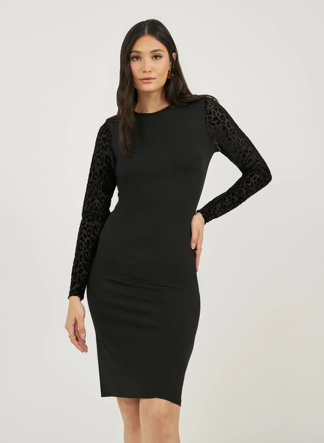 Styli Leopard Sleeve Dress