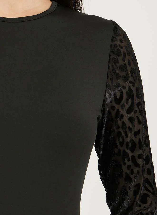 Styli Leopard Sleeve Dress