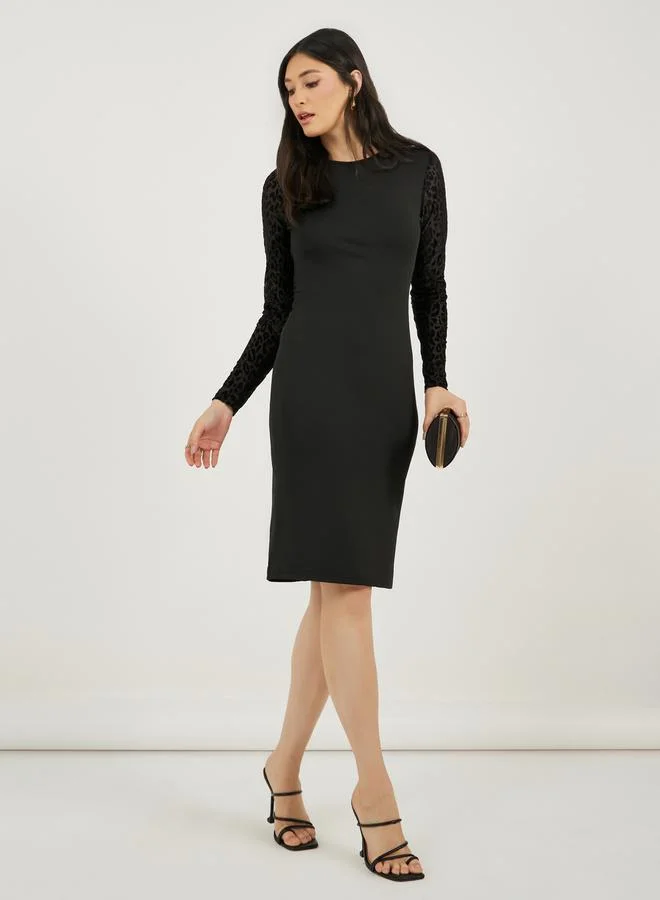Styli Leopard Sleeve Dress