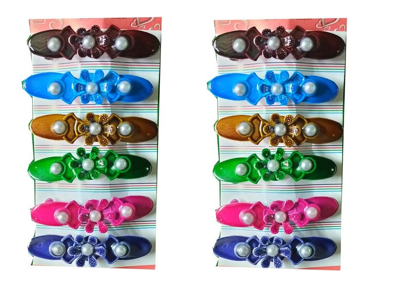 advancedestore FLOWER TYPE HAIR CLIPS NORBAT7M13pack of12 - Image 1