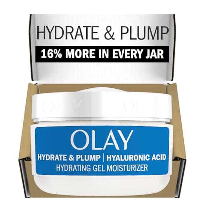 Olay Hylauronic Acid Face Mousturizer, Plump & Hydrate, Fragrance-Free - Hydrating Gel for Dry Skin Retain & Replenish Moisture, with Niacinamide, Non-Greasy, 2 Oz - Image 1