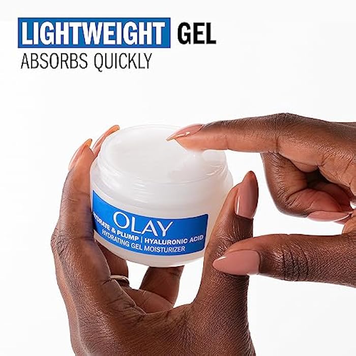 Olay Hylauronic Acid Face Mousturizer, Plump & Hydrate, Fragrance-Free - Hydrating Gel for Dry Skin Retain & Replenish Moisture, with Niacinamide, Non-Greasy, 2 Oz - Image 5