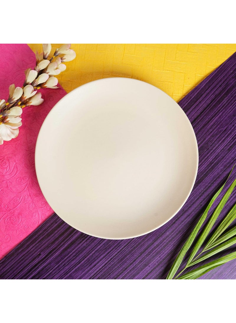 Caffeine Caffeine Ceramic Handmade White Marble Matte Dinner Plate 10" inch(Set of 1)  - Image 1