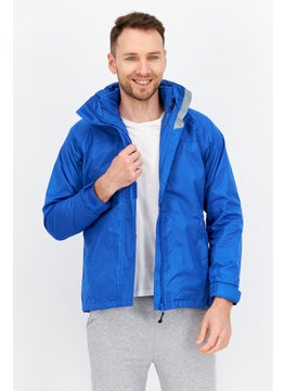 Trespass Men Hooded Long Sleeves Plain Windbreaker Jacket, Blue  - Image 1
