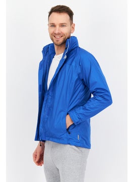 Trespass Men Hooded Long Sleeves Plain Windbreaker Jacket, Blue  - Image 2