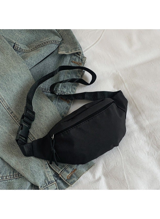 Fashion Men And Women's Waist Bag Single Shoulder Crossbody Bag Chest Bag Waterproof Outdoor Walking Bag Solid Color Change Mobile Phone Bag-Color:Black  - Image 5