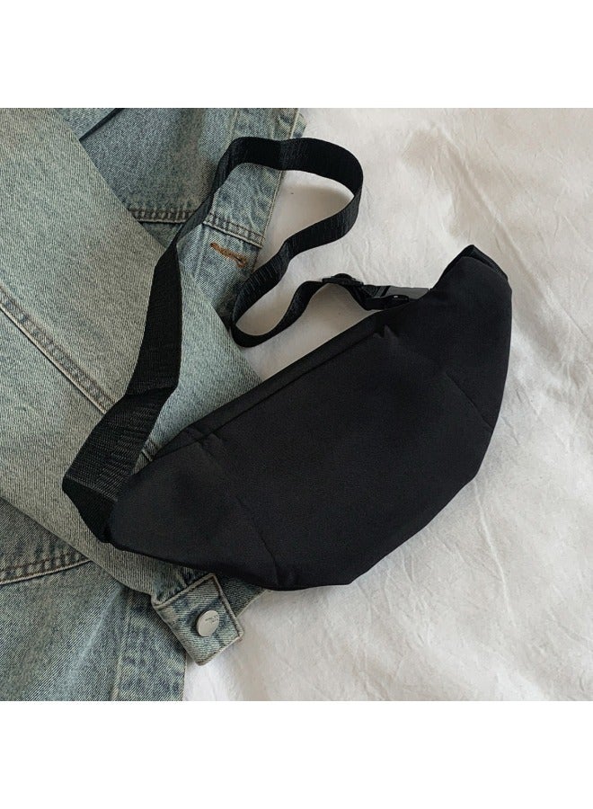 Fashion Men And Women's Waist Bag Single Shoulder Crossbody Bag Chest Bag Waterproof Outdoor Walking Bag Solid Color Change Mobile Phone Bag-Color:Black  - Image 4