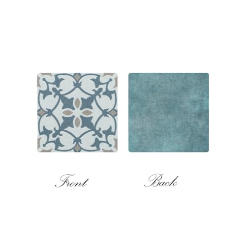 iLAND Dollhouse Flooring on 112 Scale 16 Scale Miniature Dollhouse Accessories 60pcs DoubleSided Dollhouse Floor Tiles Luxury Rococo Floral Blue Marble Tiles - Image 5