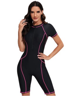 Al Aoyama One Piece Short Sleeve Quick-Dry Swimwear zip design surfing suits Elastic  - Image 1