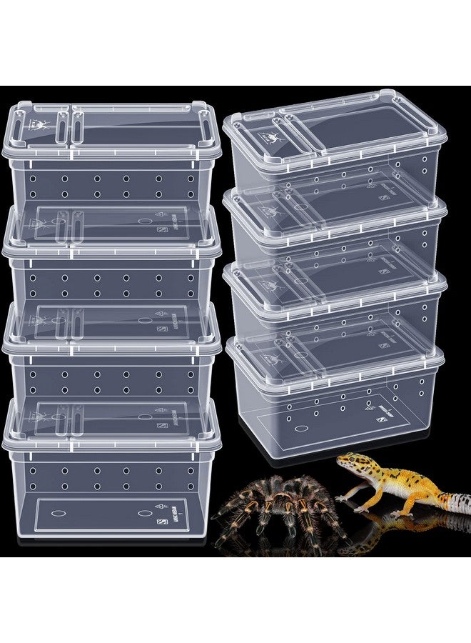 Irenare 8 Pcs Reptile Breeding Breeding Box Plastic Spider Terrarium Tarantula Feeding Box for Bearded Dragon Lizard Spider Gecko Scorpion, 5.9 x 3.9 x 2.5 in