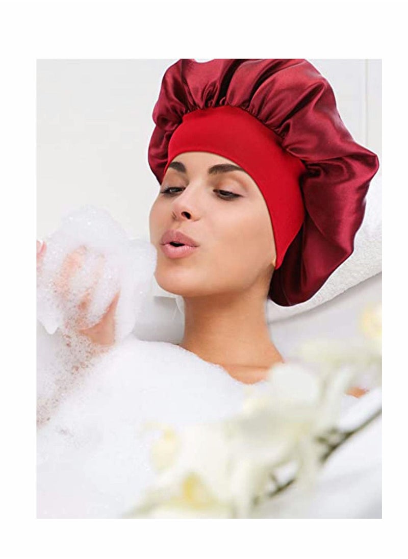 Excefore - 2 Pieces Soft Satin Head Scarf Sleeping Cap Bonnet Headwear Head Cover Turbans for Women - Image 1