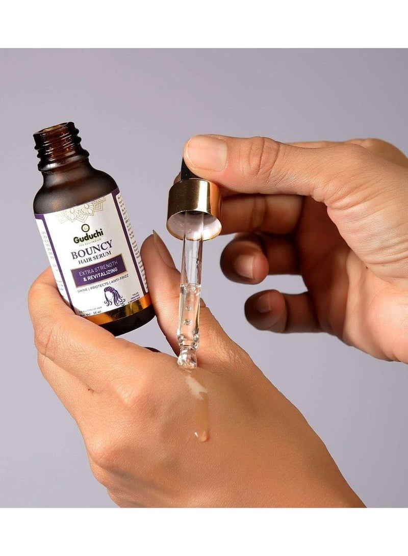 Guduchi Ayurveda Bouncy Hair Serum, 30ml, Nourishing Hair Serum for Healthier & Thicker Hair, Infused with Rosemary Oil, Avacado Oil, Jojoba Oil, Argan Oil and Hair Growth for Men Women, Pack of 1 - Image 5