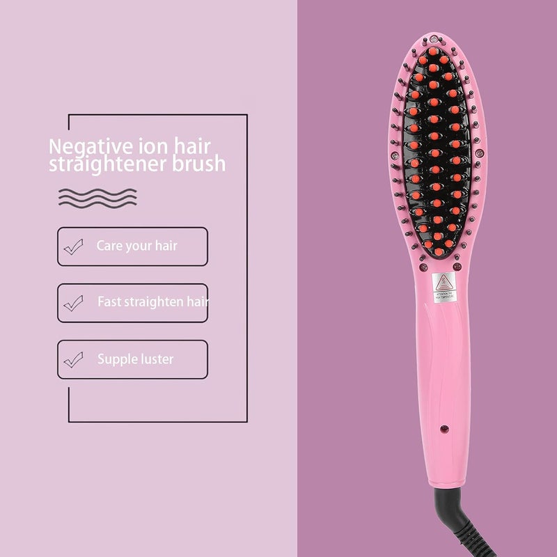 woobles Hair Straightener Brush Negative Ion Hair Styling Brush Wet Dry Dual Purpose Prevent Static Electricity Hair Salon Comb(US) - Image 2