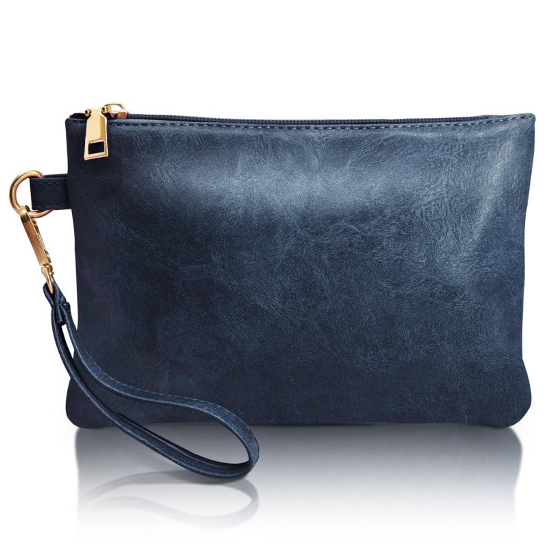 K.E.J. Wallet Wristlet Clutch Purses for Women Blue Clutch Bag Purses Small Wristlet Handbags Wallet with Wrist Strap Zipper Purse for Women Ladies Gifts - Image 1