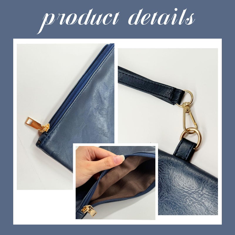 K.E.J. Wallet Wristlet Clutch Purses for Women Blue Clutch Bag Purses Small Wristlet Handbags Wallet with Wrist Strap Zipper Purse for Women Ladies Gifts - Image 5