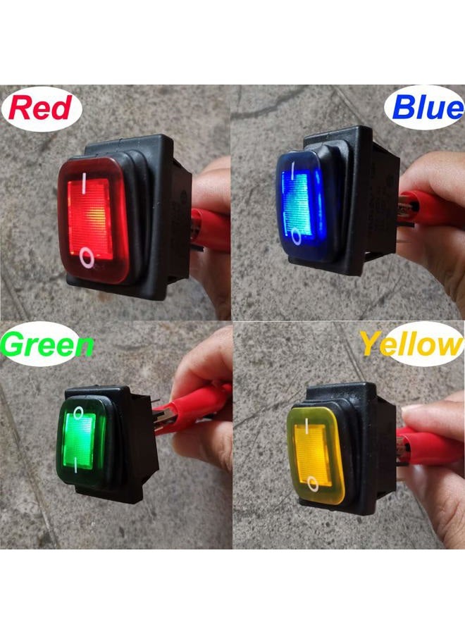 Gebildet 4pcs 12V 24V 20A Waterproof Rocker Toggle Switch with LED Indicator, 4 Pin 2 Position DPST ON-Off Switch for Car Truck Motorcycle Boat Marine (Red Yellow Blue Green) - Image 2