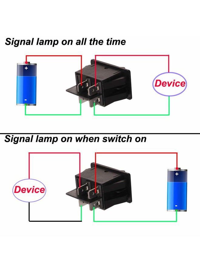 Gebildet 4pcs 12V 24V 20A Waterproof Rocker Toggle Switch with LED Indicator, 4 Pin 2 Position DPST ON-Off Switch for Car Truck Motorcycle Boat Marine (Red Yellow Blue Green) - Image 3