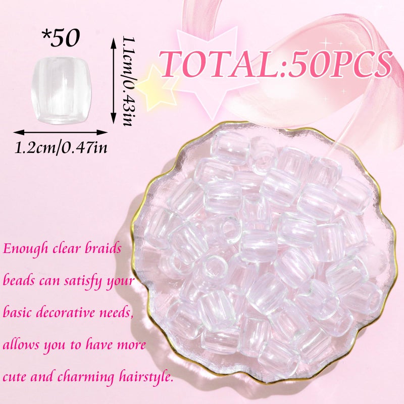 VENOFEN 50PCS Clear Hair Beads for Braids Loc Jewelry Dreadlock Beads Accessories Cute Acrylic Bead Hair Decoration for Girls and Women - Image 4